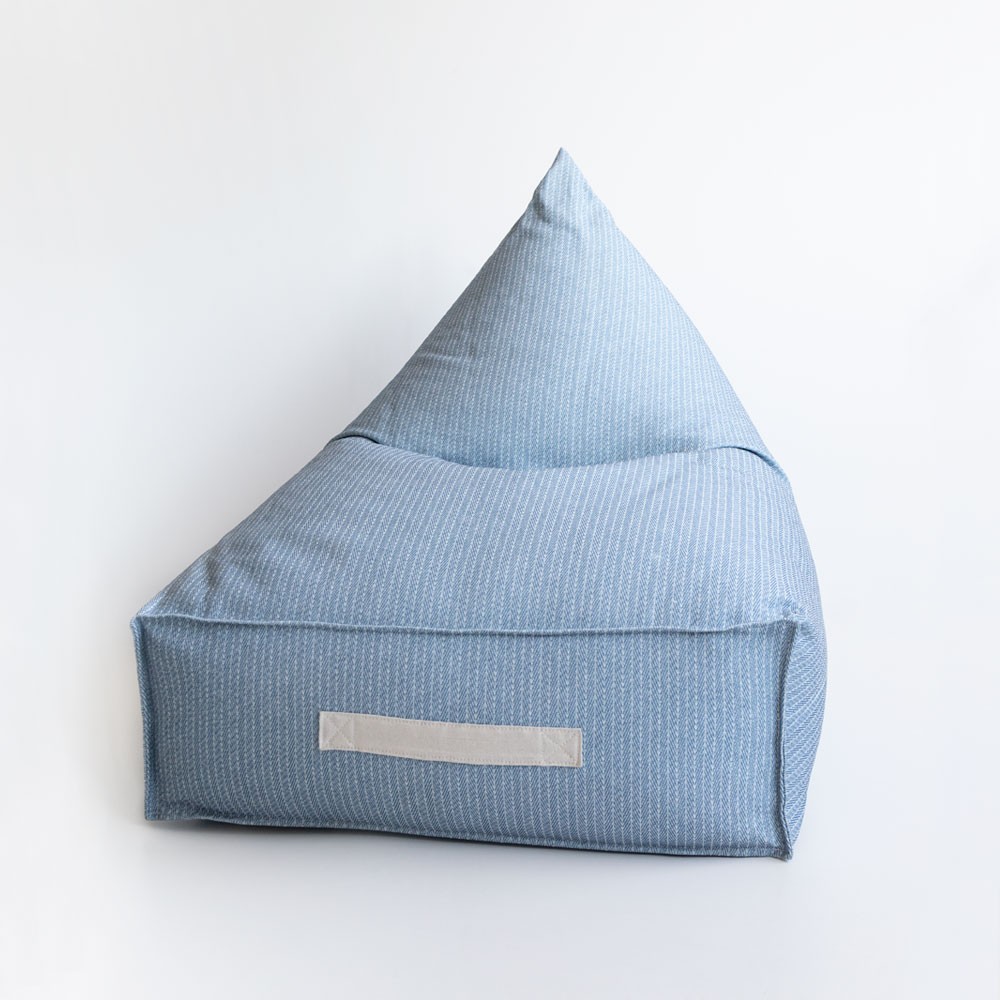 Lounge pouf v modré látce